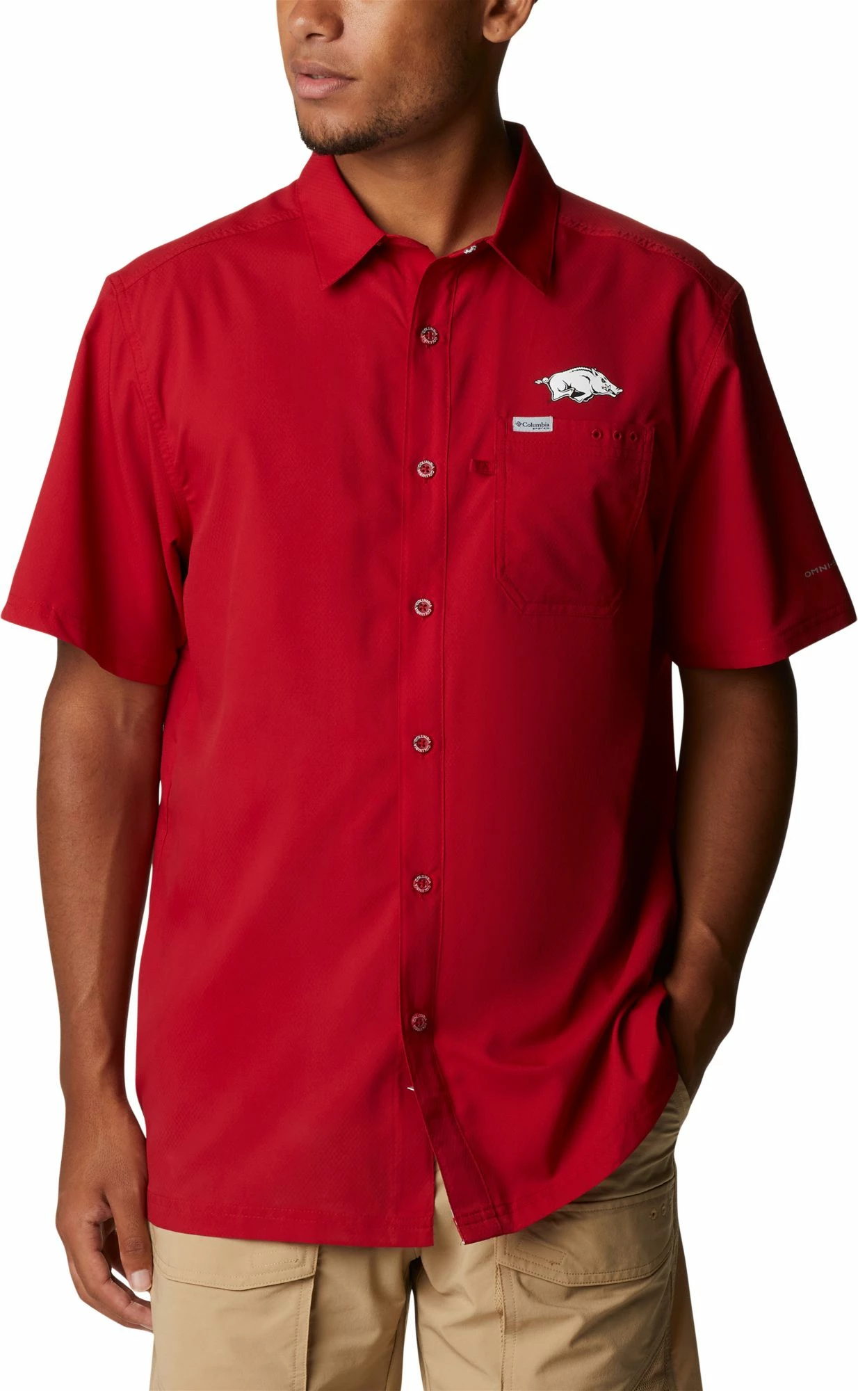 Budget π Columbia Men's Arkansas Razorbacks Cardinal Slack Tide Button-Down π Shirt π