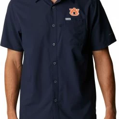 Flash Sale 😉 Columbia Men's Auburn Tigers Blue Slack Tide Button-Down 👕 Shirt 😉