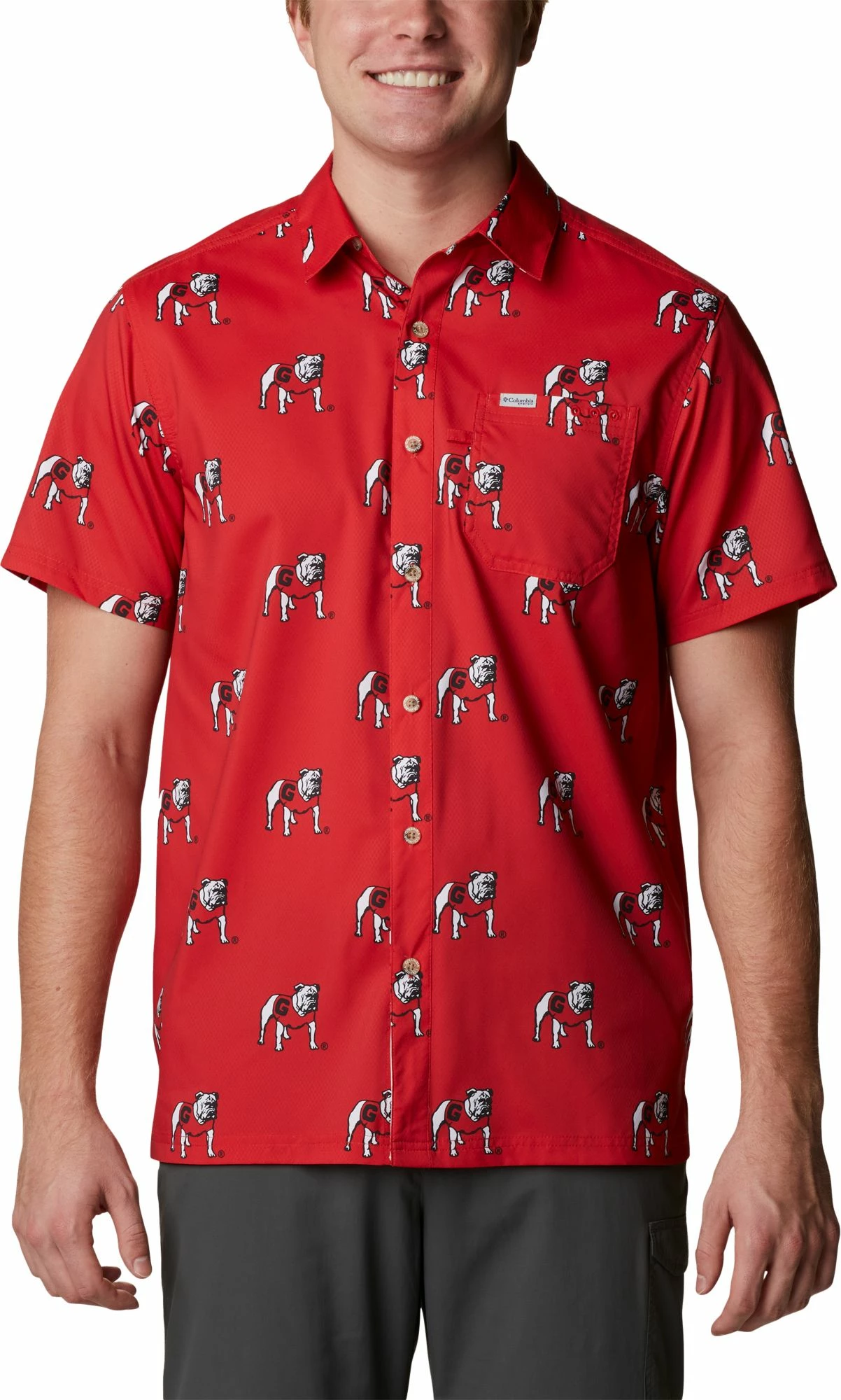 Brand new π― Columbia Men's Georgia Bulldogs Red Super Slack Button Down π Shirt π