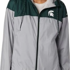Brand new 👍 Columbia 👩 Women's Michigan State Spartans Green/Grey CLG Flash Forward Lined Jacket ⌛