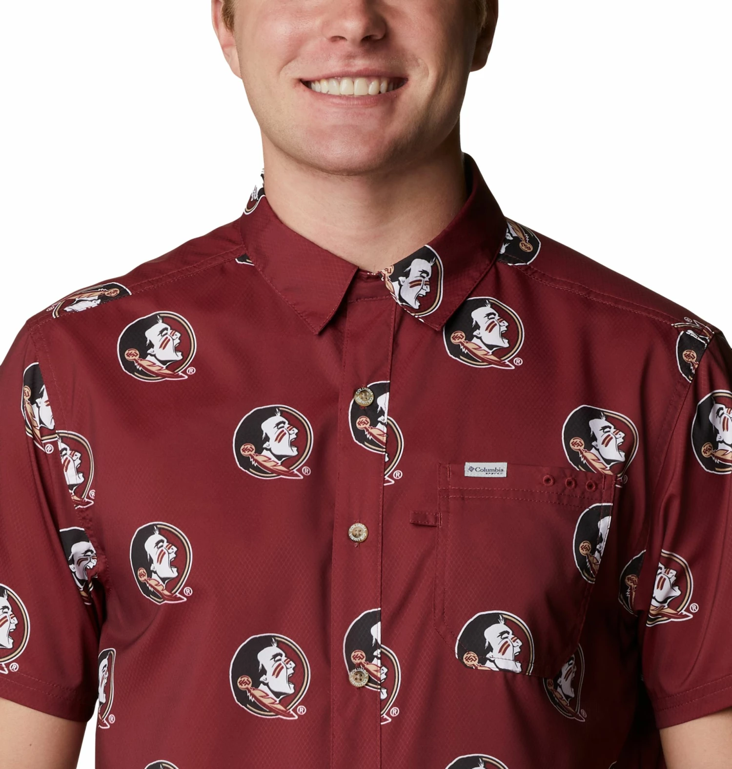 Outlet π Columbia Men's Florida State Seminoles Garnet Super Slack Button Down π Shirt π - Image 2