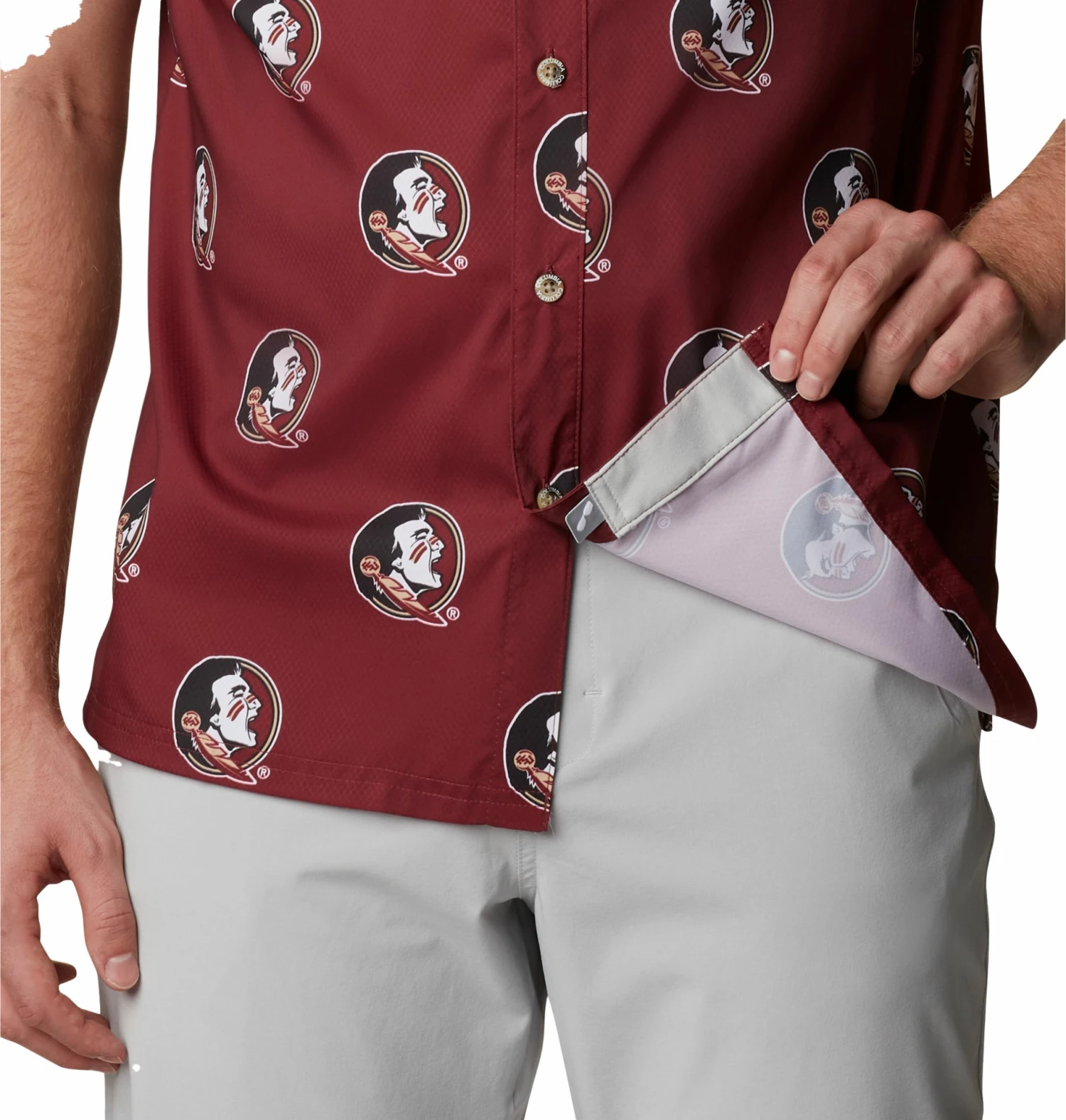 Outlet π Columbia Men's Florida State Seminoles Garnet Super Slack Button Down π Shirt π - Image 3