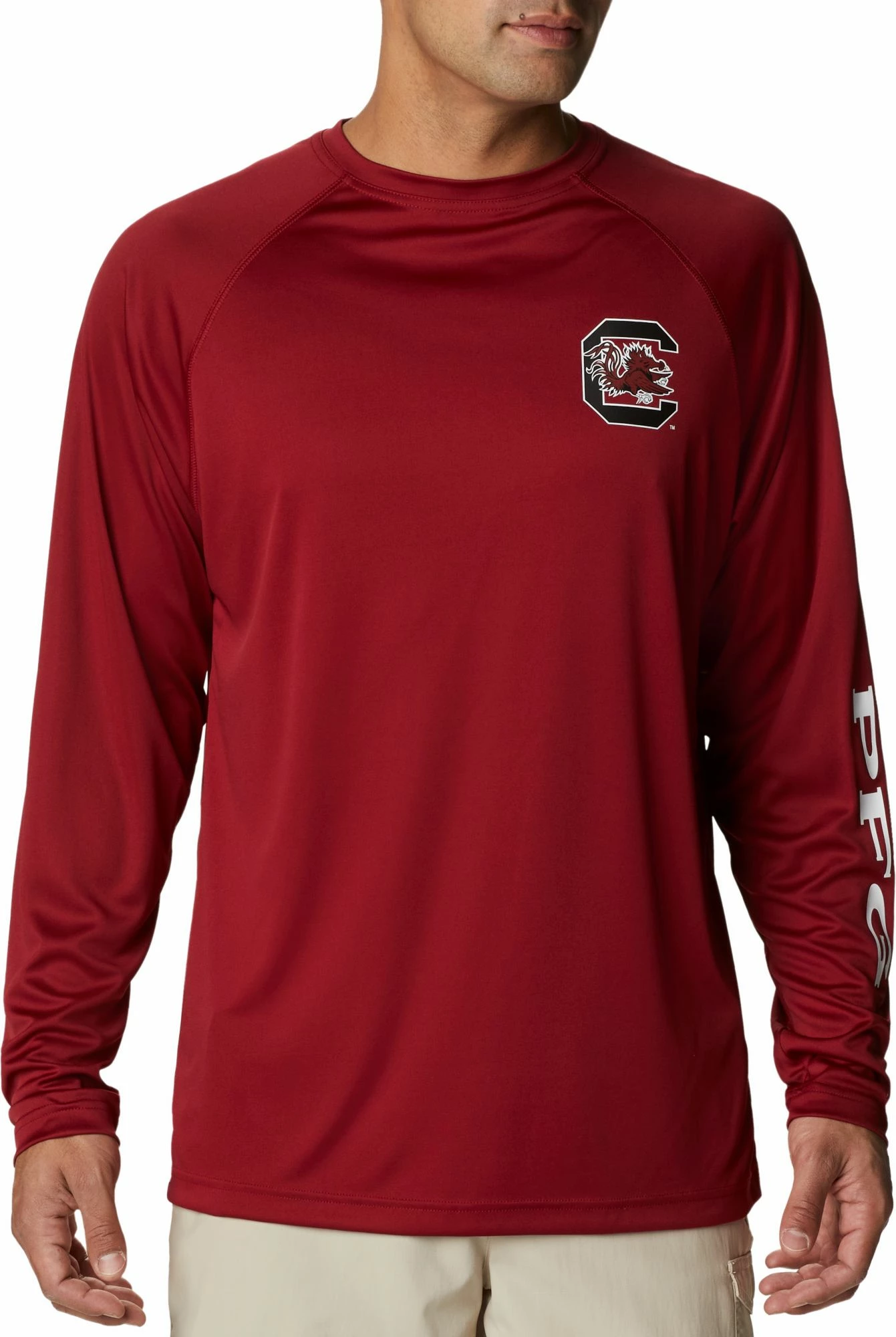 Discount π Columbia Men's South Carolina Gamecocks Garnet Terminal Tackle Long Sleeve T-Shirt π