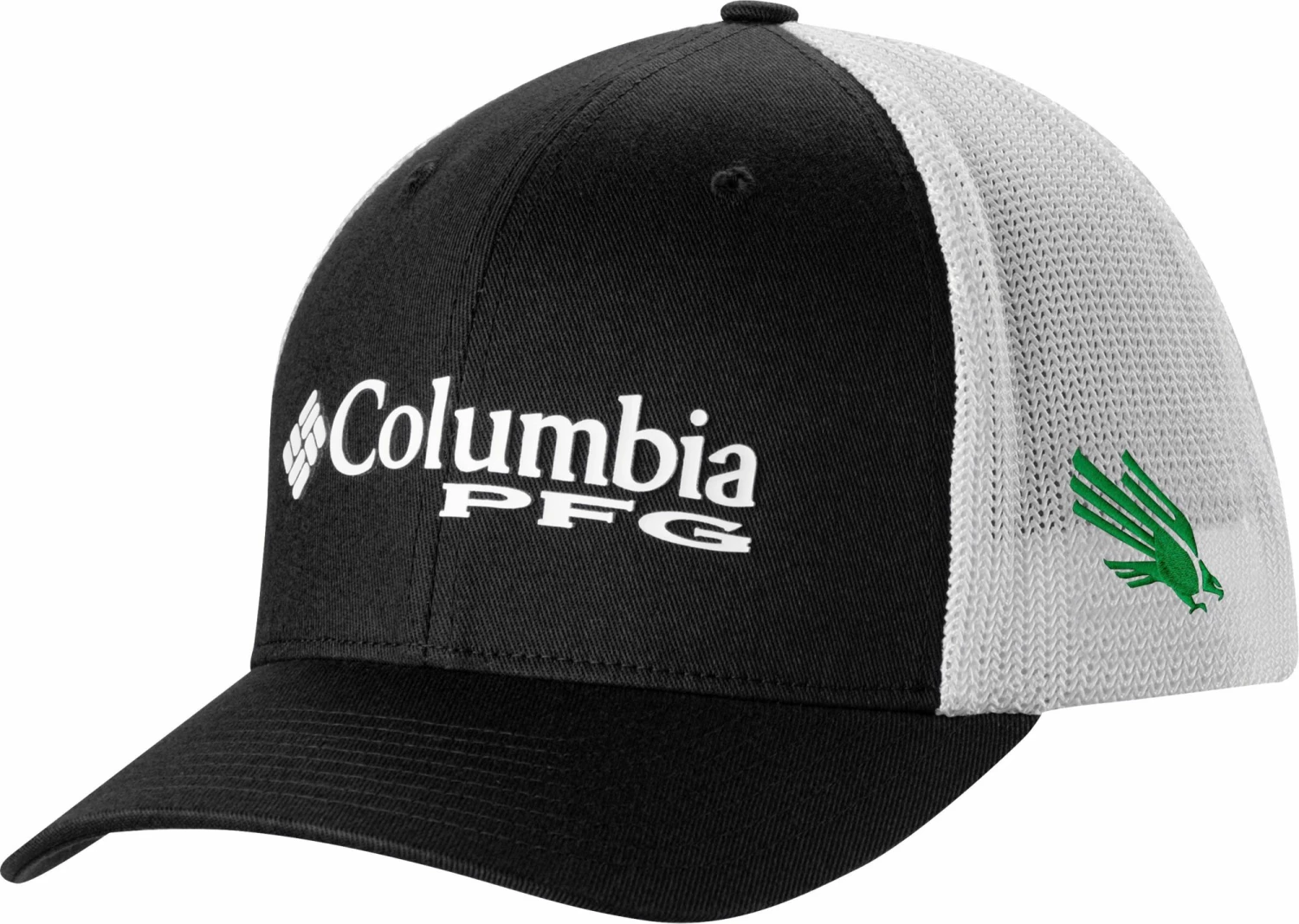 New β Columbia Men's North Texas Mean Green Black PFG Mesh Adjustable Hat π