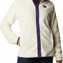 Cheap ✔️ Columbia 👩 Women's Washington Huskies White Fire Side Sherpa Full-Zip Jacket ⌛