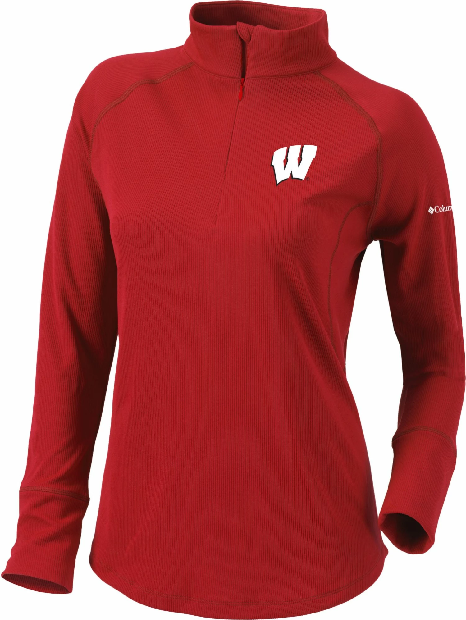 Deals π― Columbia π© Women's Wisconsin Badgers Red Flop Shot Half-Zip Pullover π Shirt π