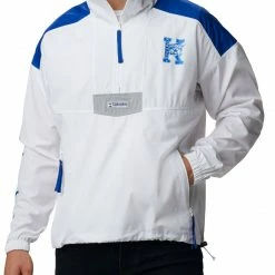 Promo 🥰 Columbia Men's Kentucky Wildcats Santa Ana Quarter-Zip Anorak White Jacket 🎉