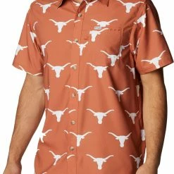 Discount 🤩 Columbia Men's Texas Longhorns Burnt Orange Super Slack Button Down 👕 Shirt 😍