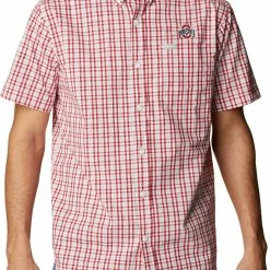 Coupon ⌛ Columbia Men's Ohio State Buckeyes Scarlet Rapid Rivers Button Down 👚 Shirt ✔️