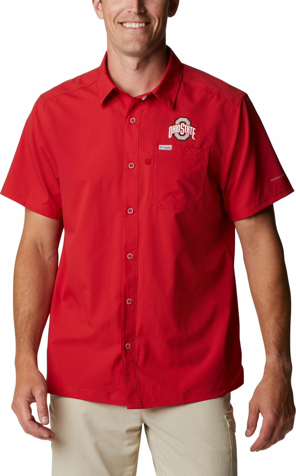 New β¨ Columbia Men's Ohio State Buckeyes Scarlet Slack Tide Button-Down π Shirt π
