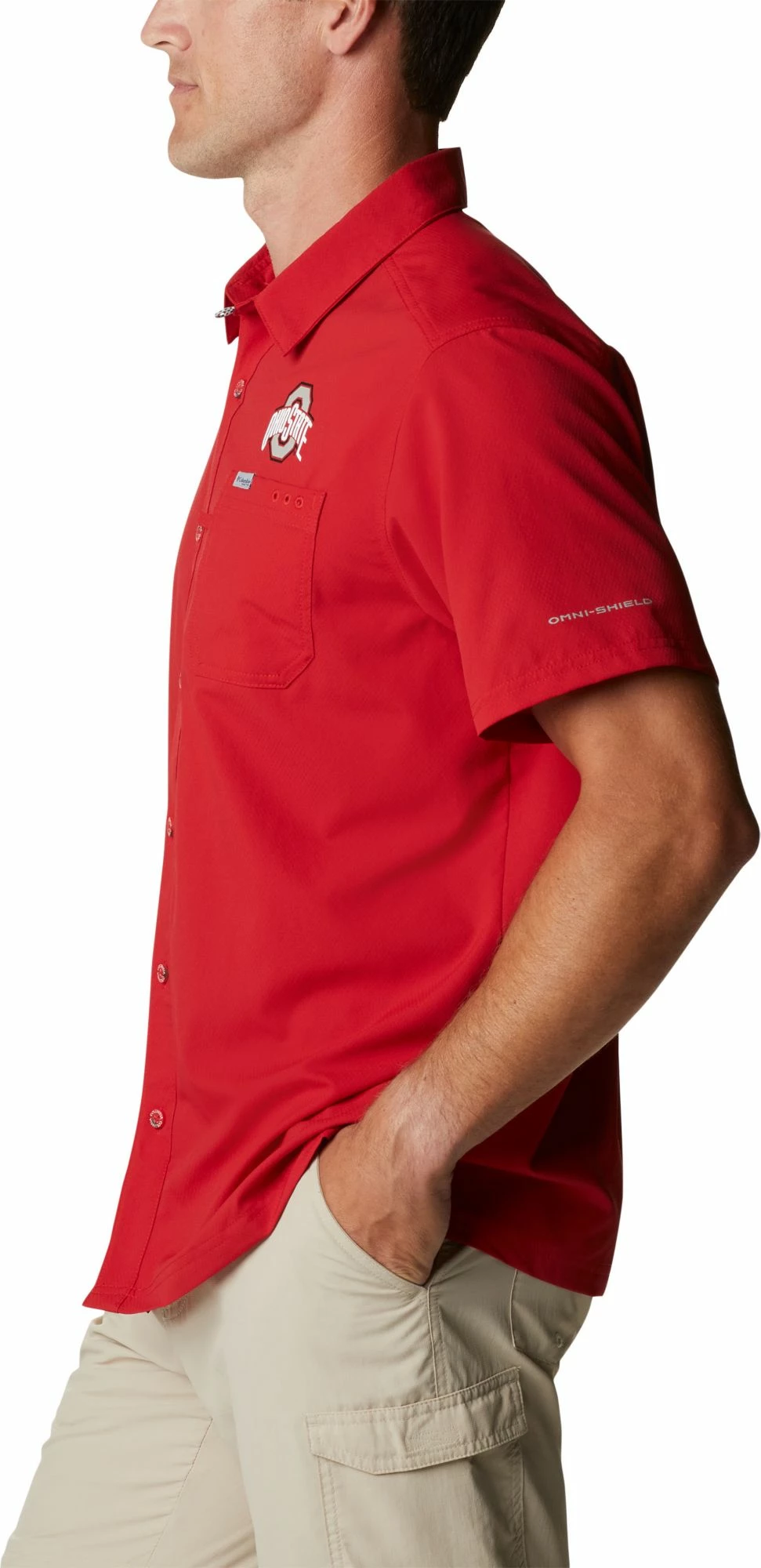New β¨ Columbia Men's Ohio State Buckeyes Scarlet Slack Tide Button-Down π Shirt π - Image 2