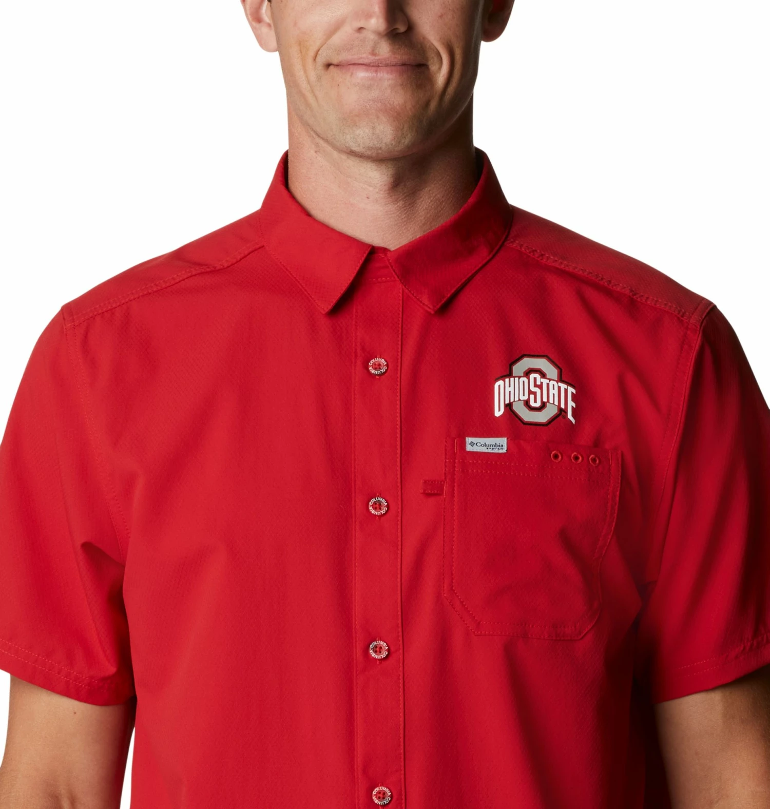 New β¨ Columbia Men's Ohio State Buckeyes Scarlet Slack Tide Button-Down π Shirt π - Image 3