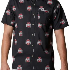 Deals 🛒 Columbia Men's Ohio State Buckeyes Black Slack Tide Button-Down 👕 Shirt 🎉