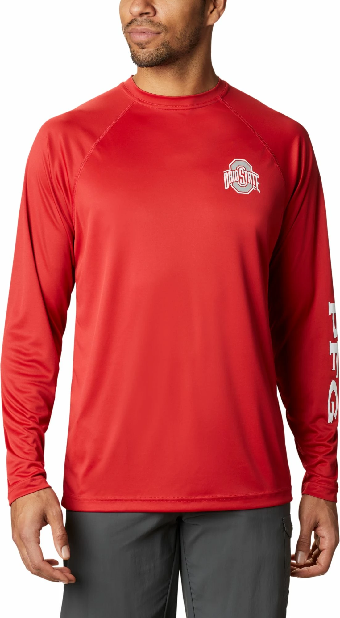 Budget π Columbia Men's Ohio State Buckeyes Scarlet Terminal Tackle Long Sleeve T-Shirt π€©