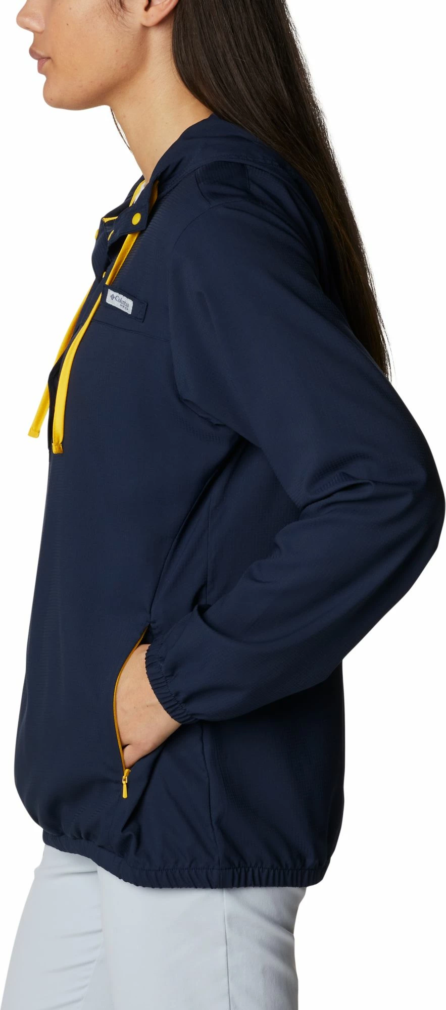 Best Sale β€οΈ Columbia π© Women's Michigan Wolverines Blue PFG Tamiami Quarter-Snap Long Sleeve Hooded π Shirt π - Image 2