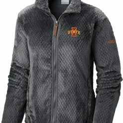 Budget 🤩 Columbia 👩 Women's Iowa State Cyclones Grey Fire Side Sherpa Full-Zip Jacket 👏
