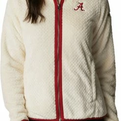 Outlet 😉 Columbia 👩 Women's Alabama Crimson Tide White Fire Side Sherpa Full-Zip Jacket 😀