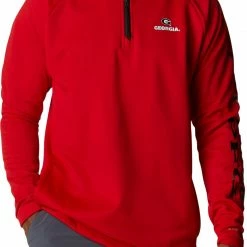 Hot Sale 🥰 Columbia Men's Georgia Bulldogs Red PFG Terminal Tackle Quarter-Zip Pullover 👚 Shirt 👍