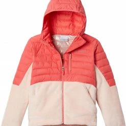 New 💯 Columbia 👧 Girls' Powder Lite Novelty Hooded Jacket Blush Pink/peach Blossom 🔔