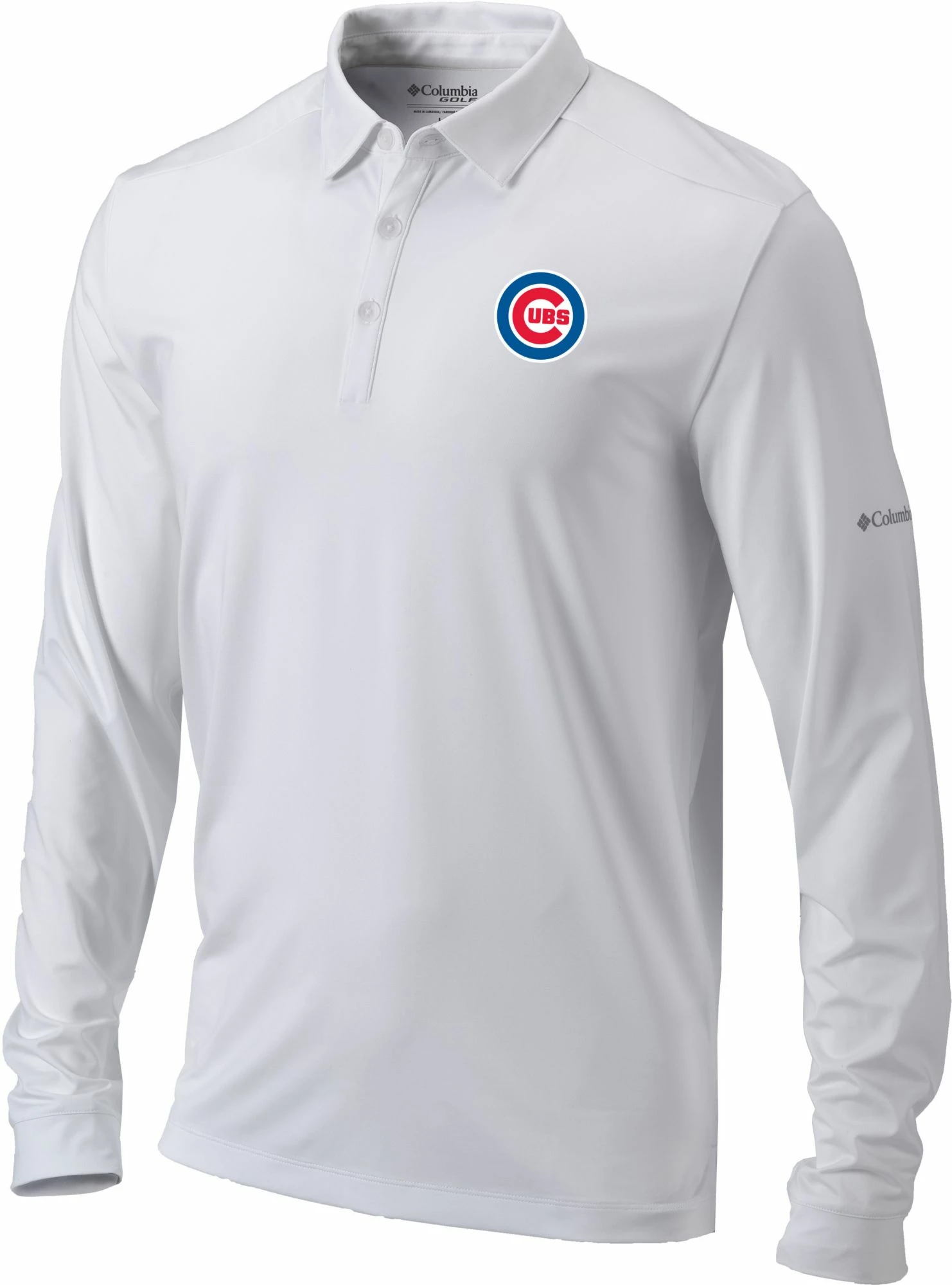 Discount π₯° Columbia Men's Chicago Cubs White Pin High Long Sleeve Polo π
