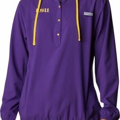 Cheap π€© Columbia π© Women's LSU Tigers Purple PFG Tamiami Quarter-Snap Long Sleeve Hooded π Shirt π
