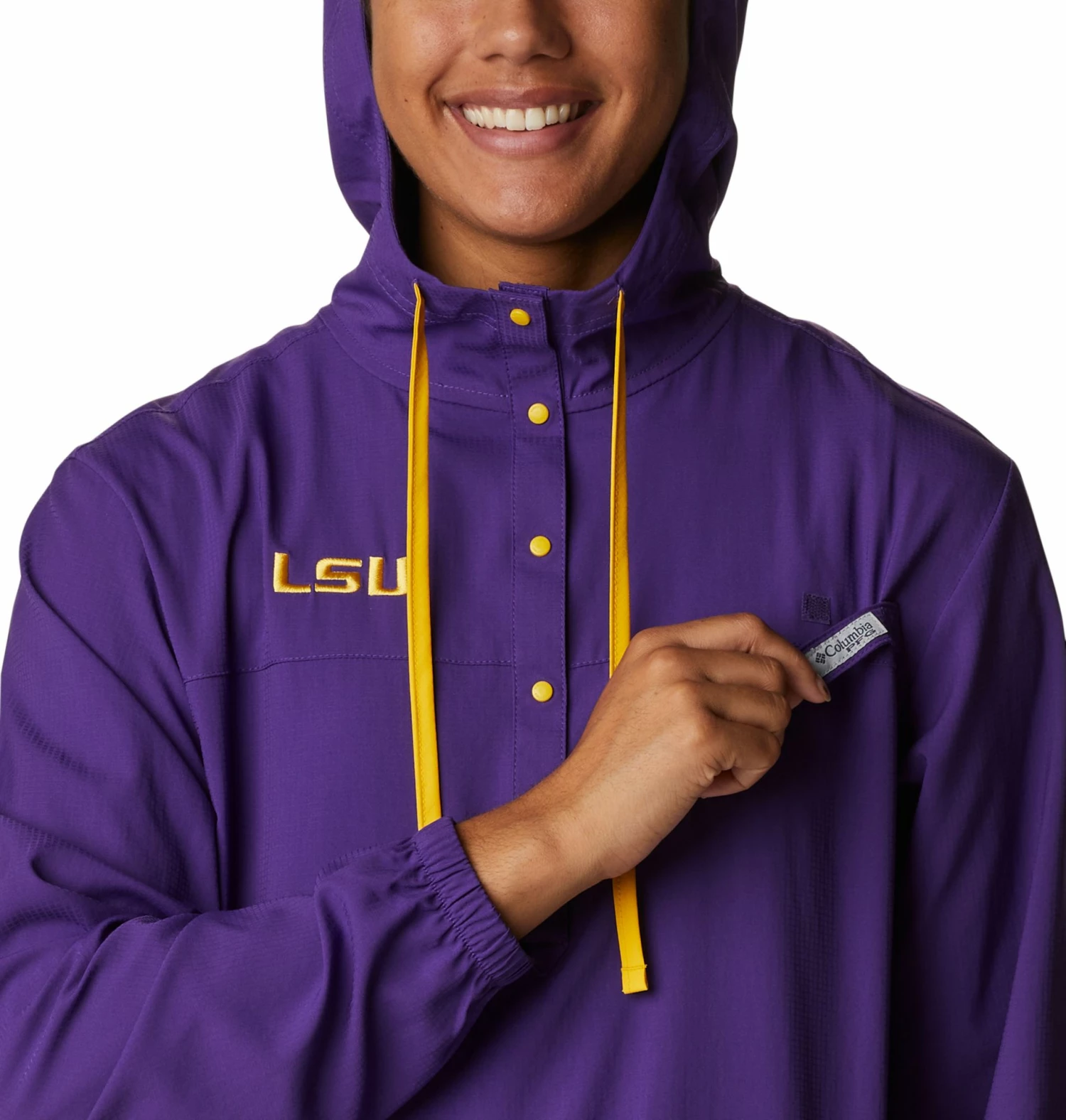 Cheap π€© Columbia π© Women's LSU Tigers Purple PFG Tamiami Quarter-Snap Long Sleeve Hooded π Shirt π - Image 3