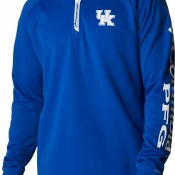 Best Pirce ⌛ Columbia Men's Kentucky Wildcats Blue PFG Terminal Tackle Quarter-Zip Pullover 👕 Shirt ⭐