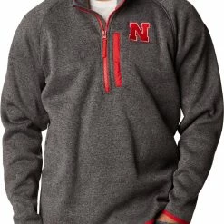 Deals 😍 Columbia Men's Nebraska Cornhuskers Grey Canyon Point Half-Zip Pullover Fleece Jacket ✨