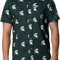 Deals 🔥 Columbia Men's Michigan State Spartans Green Super Slack Tide Button Down 👚 Shirt ✨
