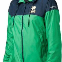 Hot Sale 🎉 Columbia 👩 Women's Notre Dame Fighting Irish Navy/Green CLG Flash Forward Lined Jacket 👍
