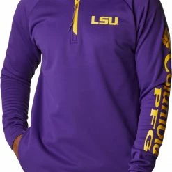 Best Pirce 🔥 Columbia Men's LSU Tigers Purple PFG Terminal Tackle Quarter-Zip Pullover 👕 Shirt 😀