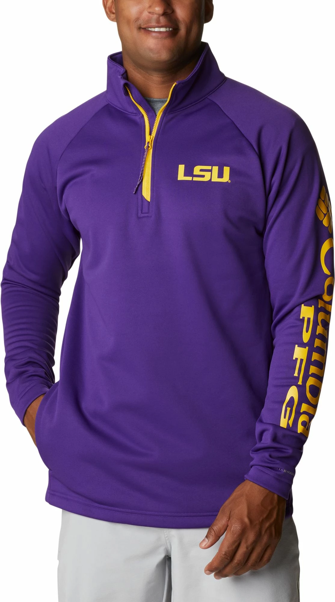 Best Pirce π₯ Columbia Men's LSU Tigers Purple PFG Terminal Tackle Quarter-Zip Pullover π Shirt π