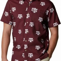 Promo 😀 Columbia Men's Texas A&M Aggies Maroon CLG Super Slack Tide™ Short Sleeve 👚 Shirt ✔️