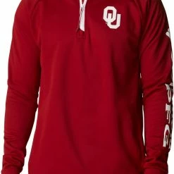 Promo 😍 Columbia Men's Oklahoma Sooners Crimson PFG Terminal Tackle Quarter-Zip Pullover 👚 Shirt 🌟