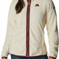 Hot Sale 🤩 Columbia 👩 Women's Minnesota Golden Gophers White Fire Side Sherpa Full-Zip Jacket 👏