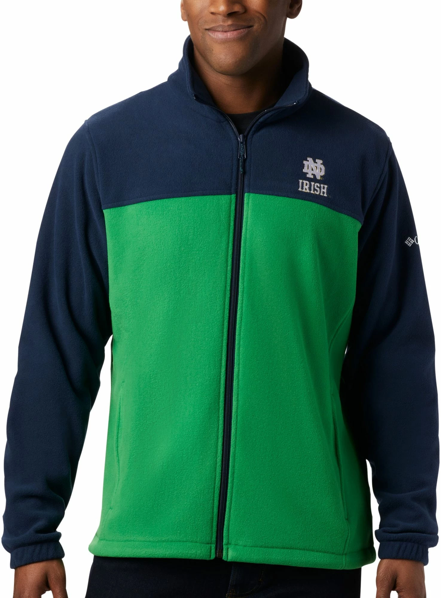 Budget β Columbia Men's Notre Dame Fighting Irish Navy Flanker Full-Zip Fleece Jacket β