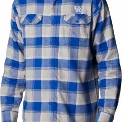Coupon ⌛ Columbia Men's Kentucky Wildcats Blue CLG Flare Gun™ Flannel Long Sleeve 👚 Shirt ✔️