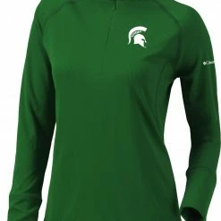 New π Columbia π© Women's Michigan State Spartans Green Flop Shot Half-Zip Pullover π Shirt π