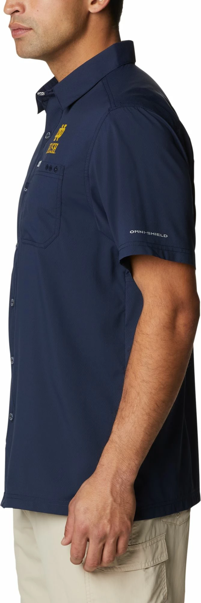 New π₯° Columbia Men's Notre Dame Fighting Irish Navy Slack Tide Camp Button Down π Shirt π - Image 3