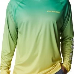 Promo 🔥 Columbia Men's Oregon Ducks Green PFG Super Terminal Tackle Long Sleeve Hooded T-Shirt 😍