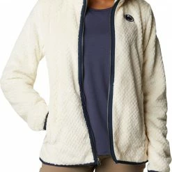Best Pirce 🛒 Columbia 👩 Women's Penn State Nittany Lions White Fire Side Sherpa Full-Zip Jacket 🛒