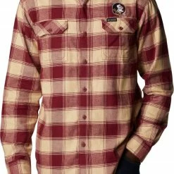 Budget ✔️ Columbia Men's Florida State Seminoles Garnet CLG Flare Gun™ Flannel Long Sleeve 👕 Shirt 👏