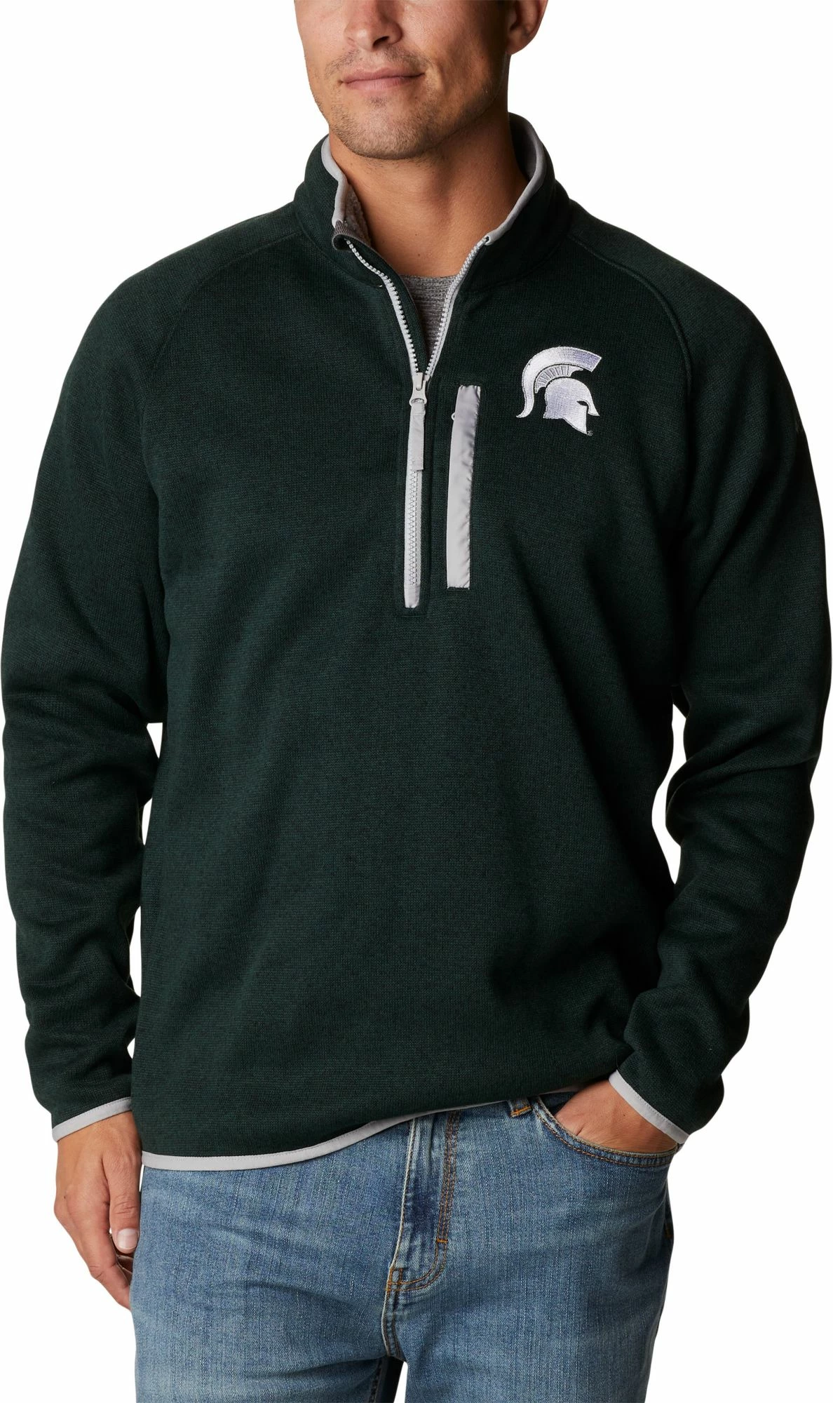 Discount π Columbia Men's Michigan State Spartans Green Canyon Point Half-Zip Pullover Fleece Jacket π€©