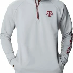 Buy ✨ Columbia Men's Texas A&M Aggies Grey PFG Terminal Tackle Quarter-Zip Pullover 👕 Shirt 👍