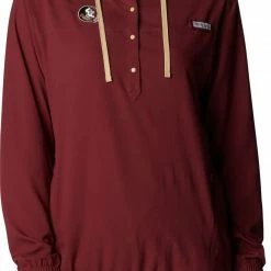 Discount ✔️ Columbia 👩 Women's Florida State Seminoles Garnet PFG Tamiami Quarter-Snap Long Sleeve Hooded 👚 Shirt 🔔