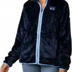 Best Sale 👍 Columbia 👩 Women's North Carolina Tar 👠 Heels Navy Fire Side Sherpa Full-Zip Jacket 🥰