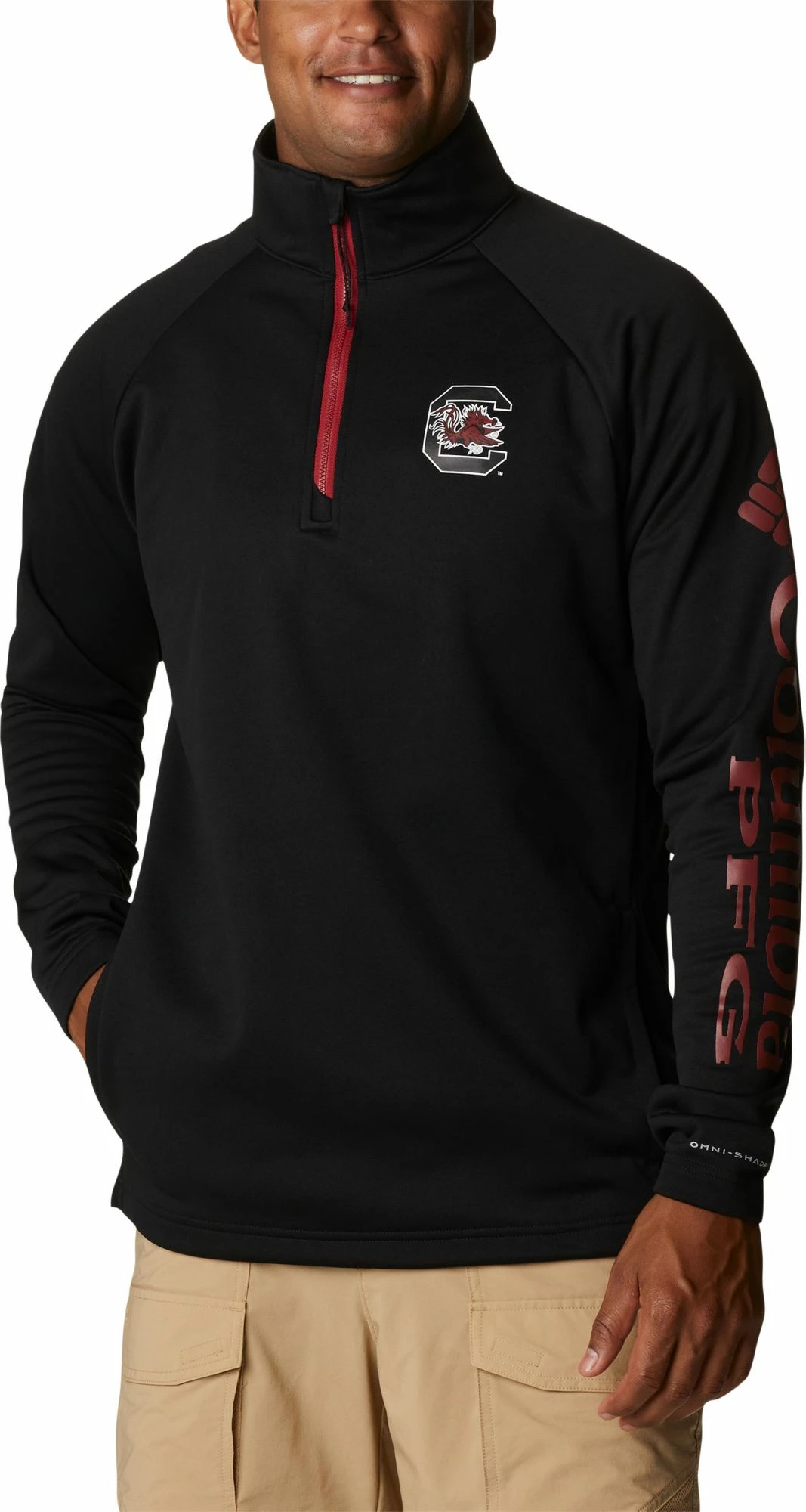 Outlet π Columbia Men's South Carolina Gamecocks Black PFG Terminal Tackle Quarter-Zip Pullover π Shirt π₯