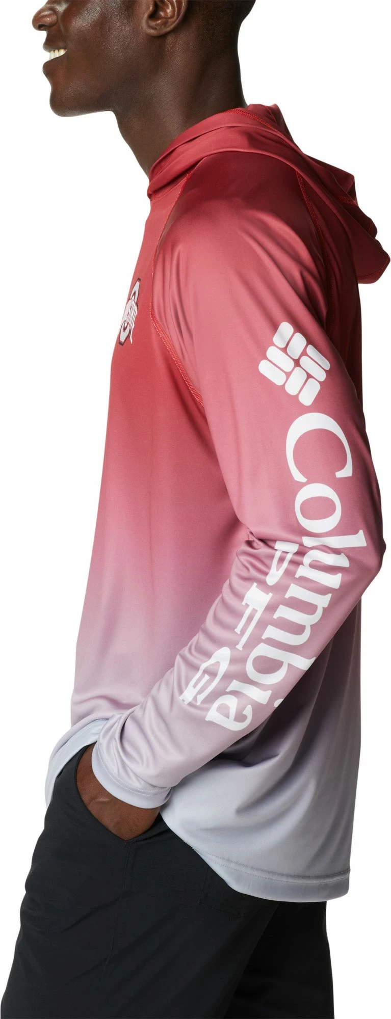 Buy β Columbia Men's Ohio State Buckeyes Scarlet PFG Super Terminal Tackle Long Sleeve Hooded T-Shirt π - Image 2