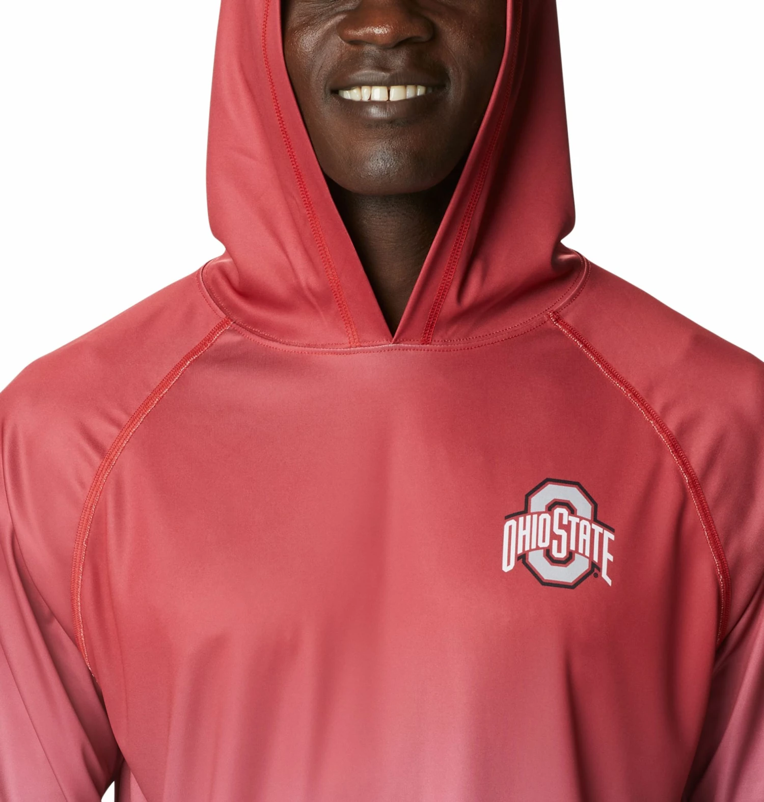 Buy β Columbia Men's Ohio State Buckeyes Scarlet PFG Super Terminal Tackle Long Sleeve Hooded T-Shirt π - Image 3