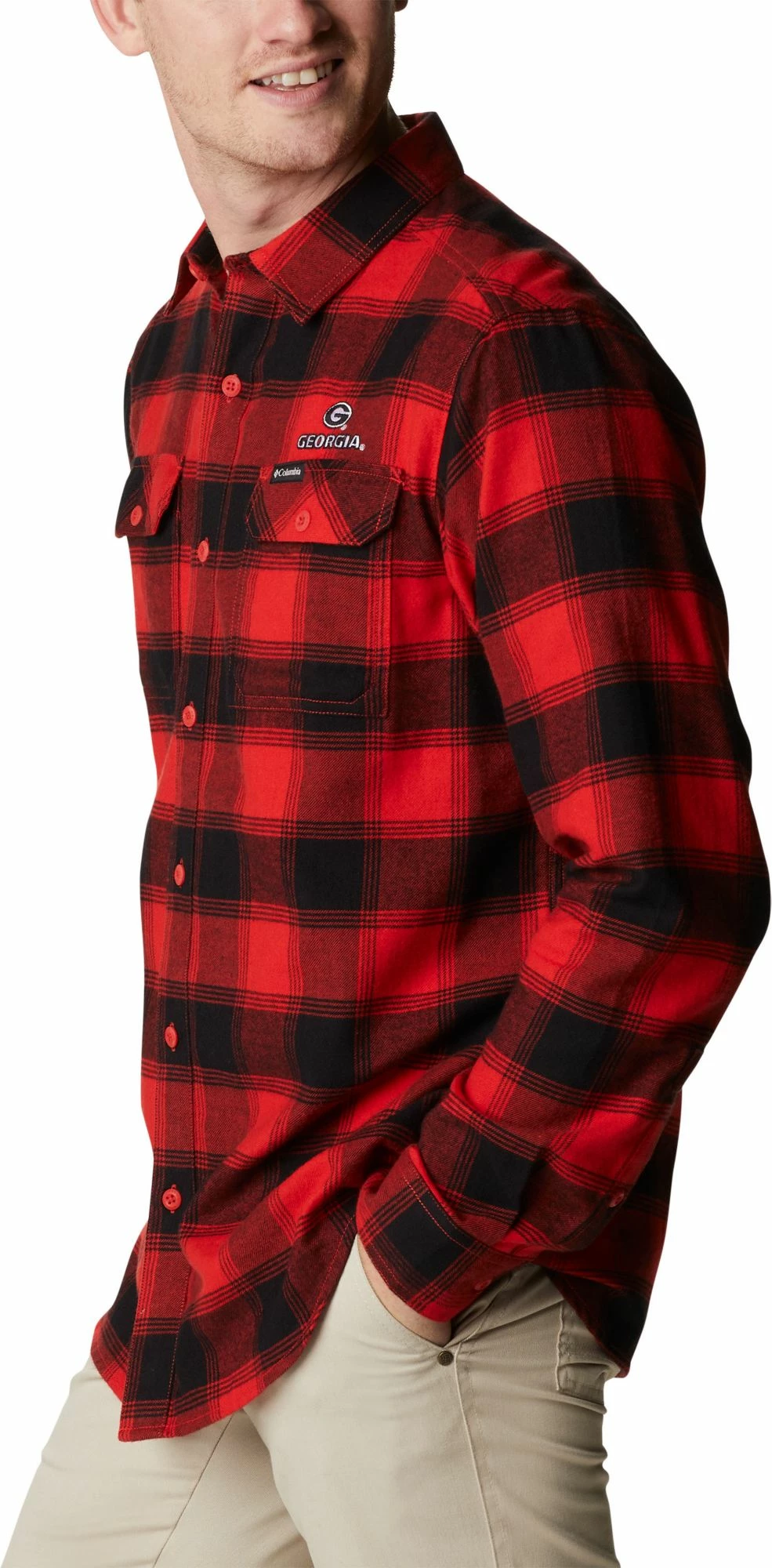 Best Pirce π€© Columbia Men's Georgia Bulldogs Red Plaid Flare Gun Flannel Button Down Long Sleeve π Shirt π― - Image 2